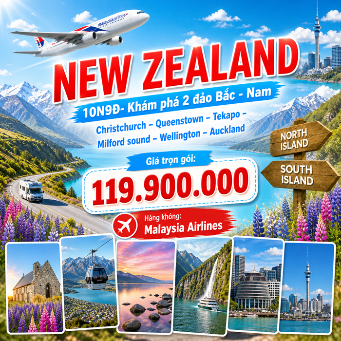 New Zealand: Khám phá 2 đảo Bắc Nam