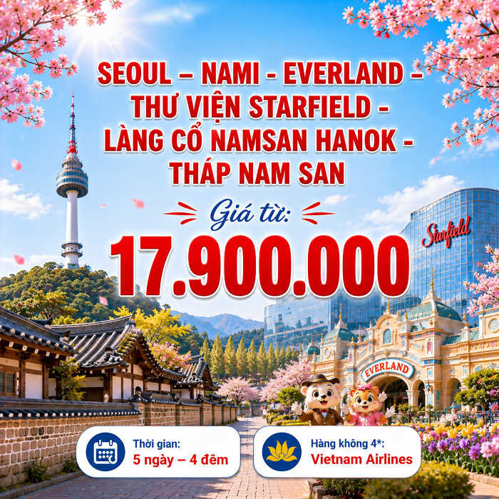 Seoul – Nami – Everland – Myeongsu-dang mùa thu 5N4Đ | Aero K