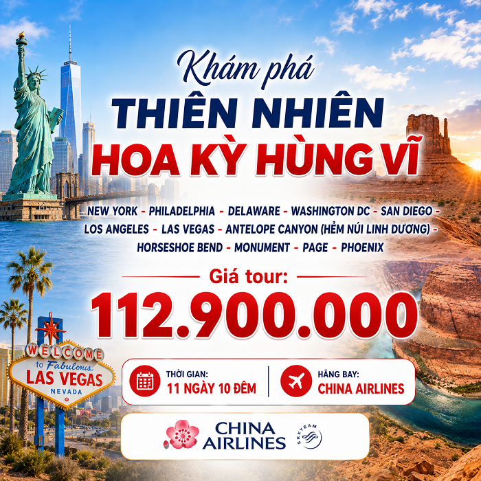 Tour Mỹ Đông Tây 11N10Đ