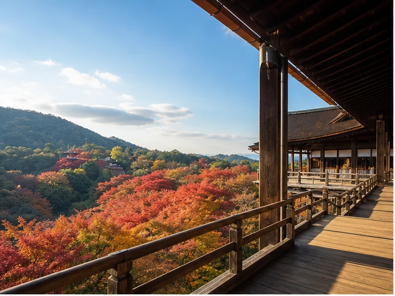 Chùa Thanh Thủy Kiyomizu dera Kyoto mùa lá phong đỏ rực