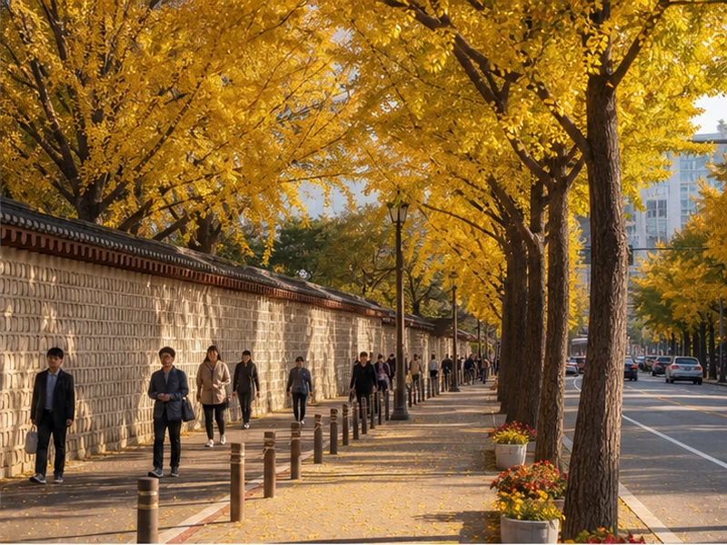 Đường phố Seoul với hàng ngân hạnh vàng