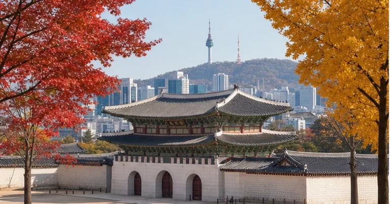 Cung điện Seoul giữa sắc đỏ vàng của mùa thu
