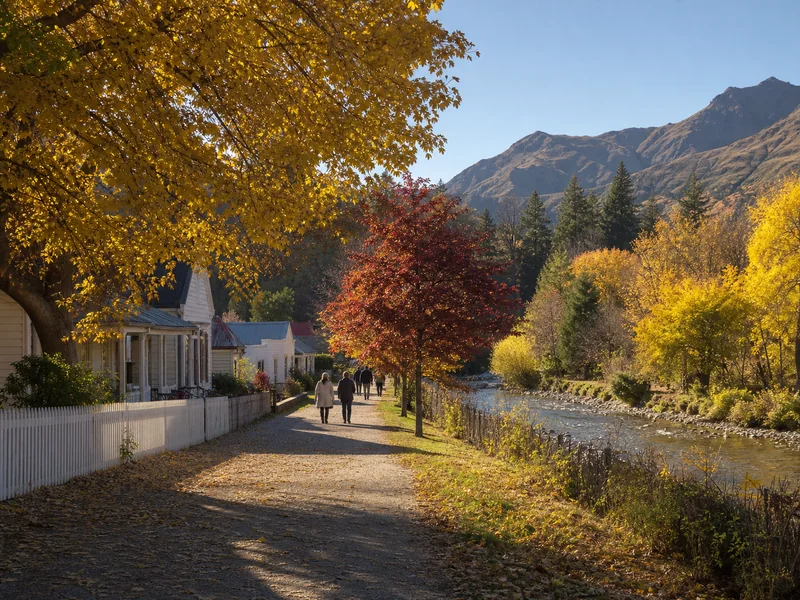 Thị trấn Arrowtown trong sắc vàng đỏ mùa thu New Zealand