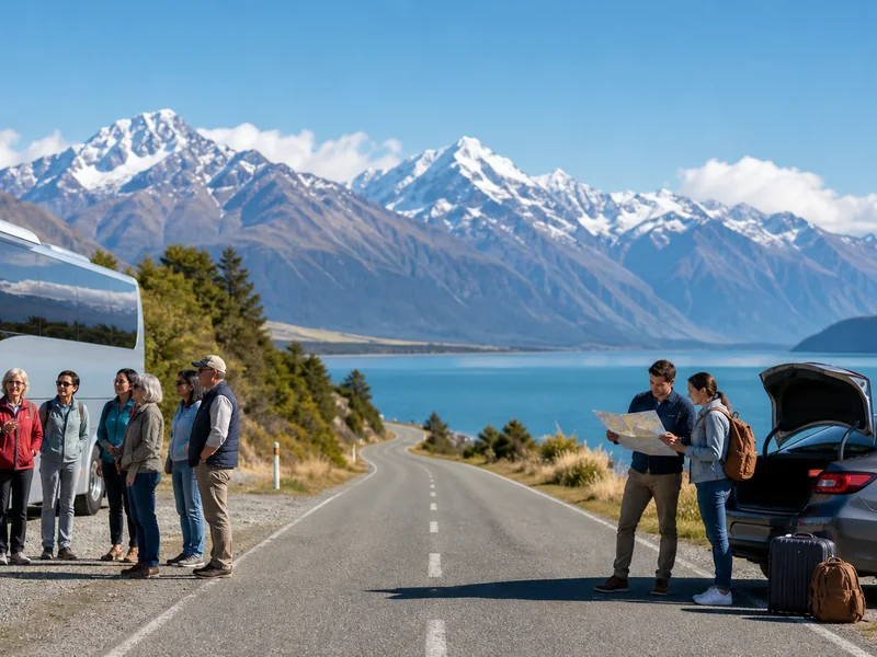 Khách đi tour và khách tự túc trên cung đường hồ núi New Zealand