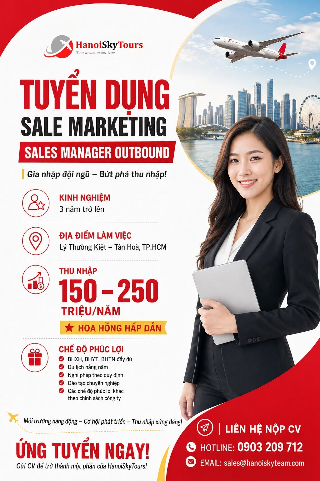 Tuyển dụng Chuyên viên Sales Tour Đông Bắc Á và Tuyến xa tại HanoiSkytours
