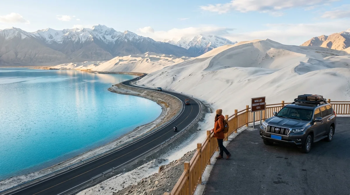 Cung đường Quốc lộ Karakoram G314 uốn lượn ven bờ Bạch Sa Hồ